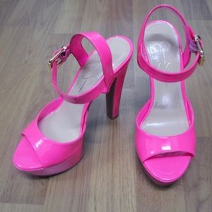 Jessica Simpson patent neon pink heels! 💕